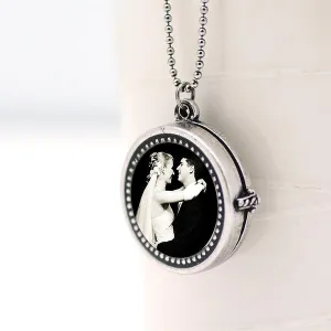 Personalized Photo Locket in Antiqued Silver