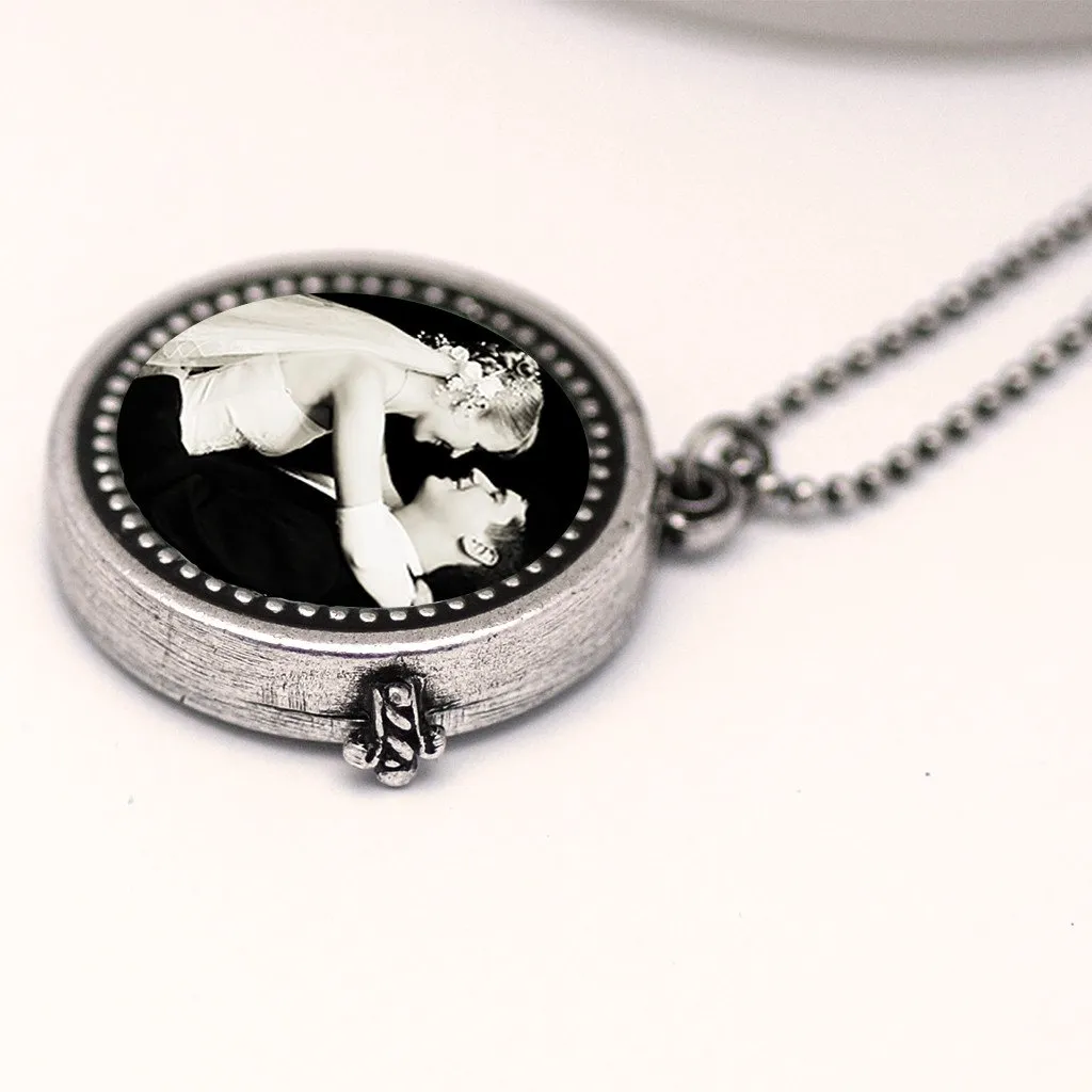 Personalized Photo Locket in Antiqued Silver