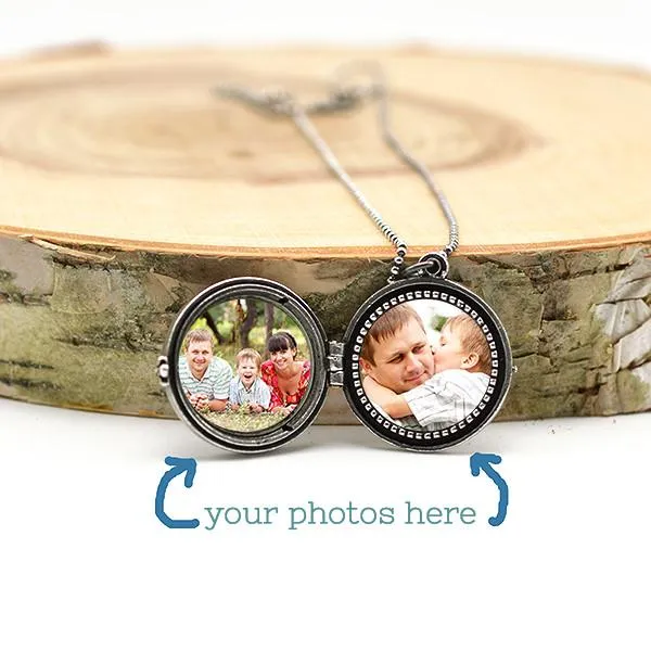 Personalized Photo Locket in Antiqued Silver
