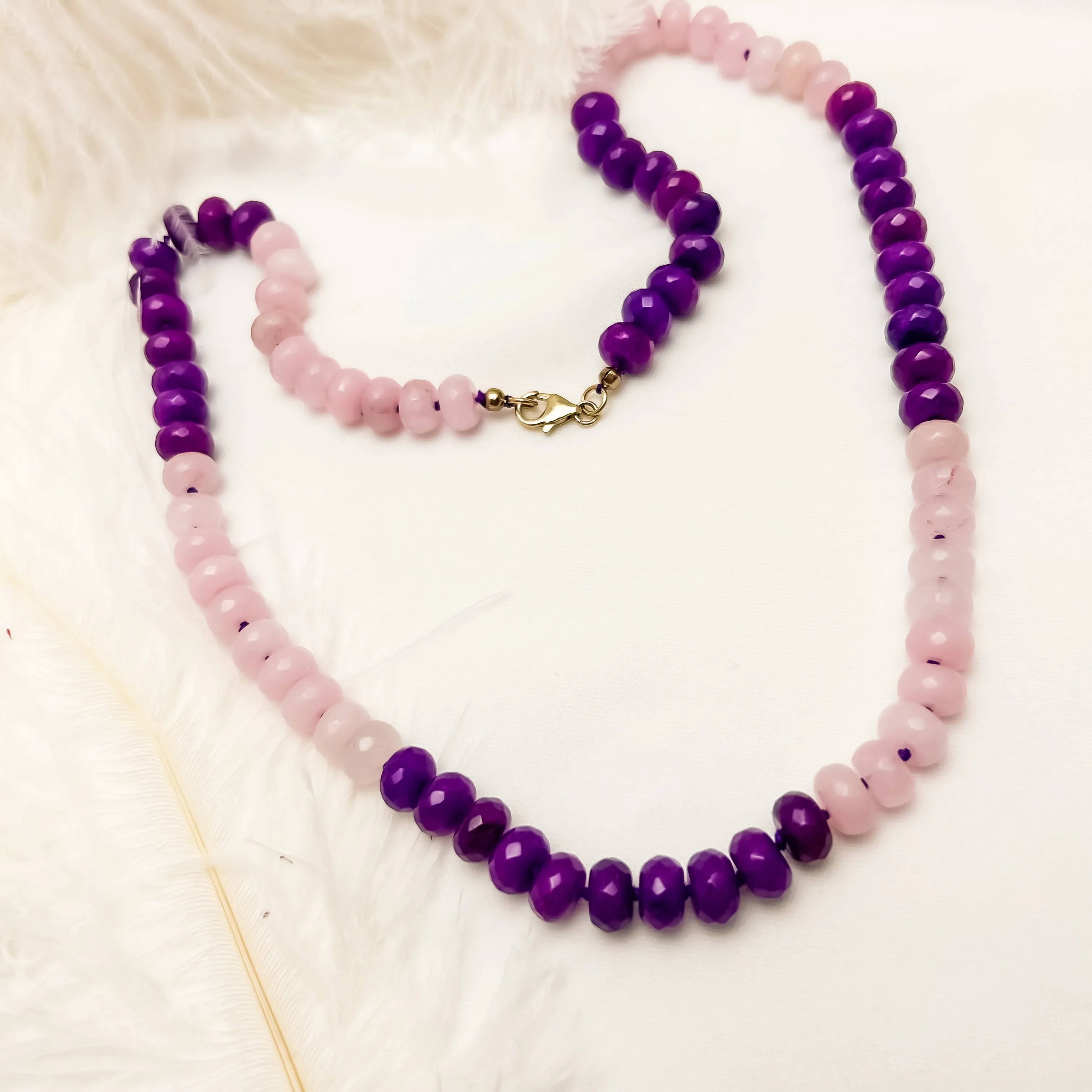Pink & Purple - Jade Hand Knotted Necklace