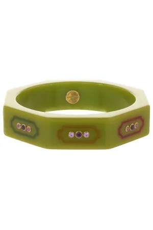 Pink Sapphire Garnet Green Bangle