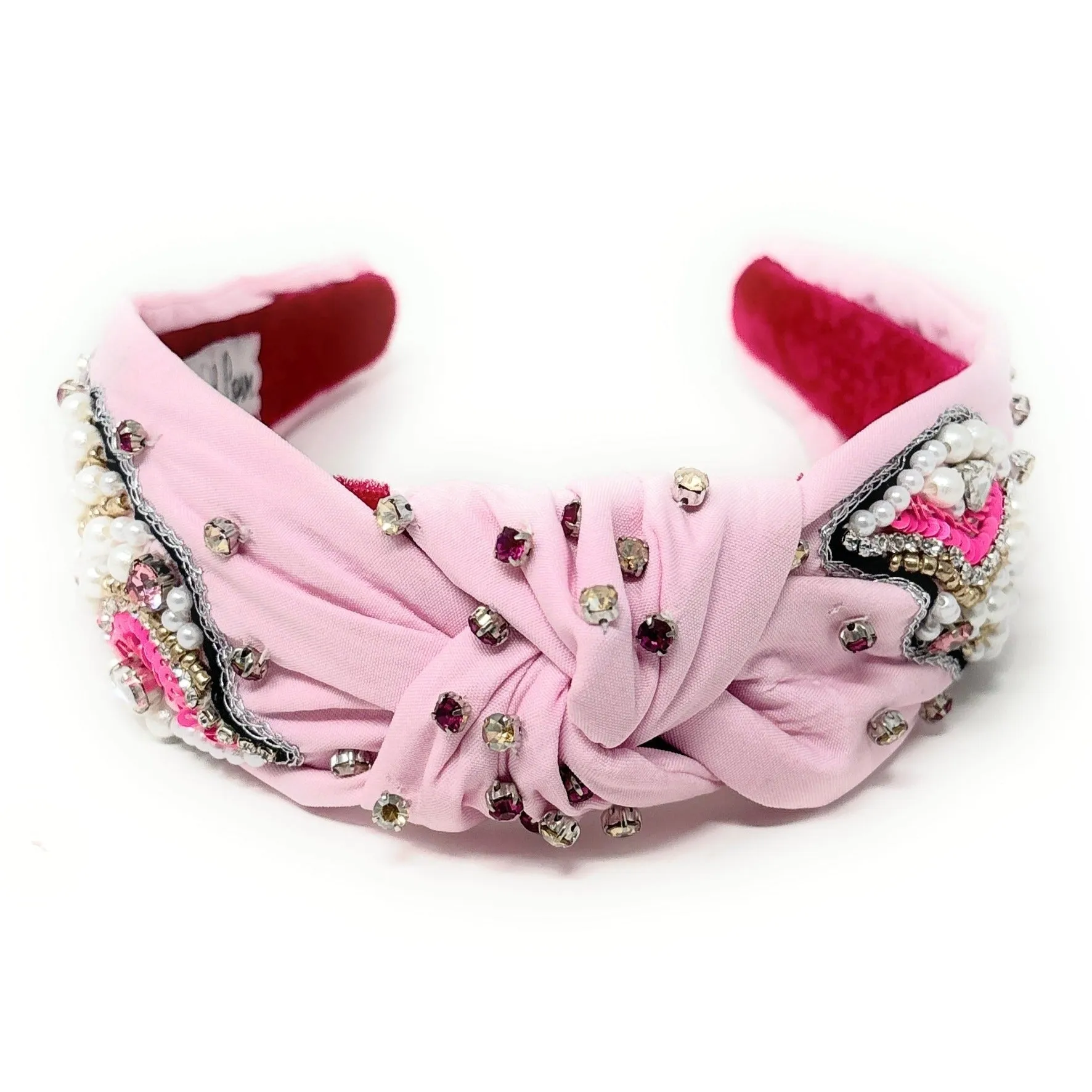 Pink Seashell Hand Beaded Knot Headband