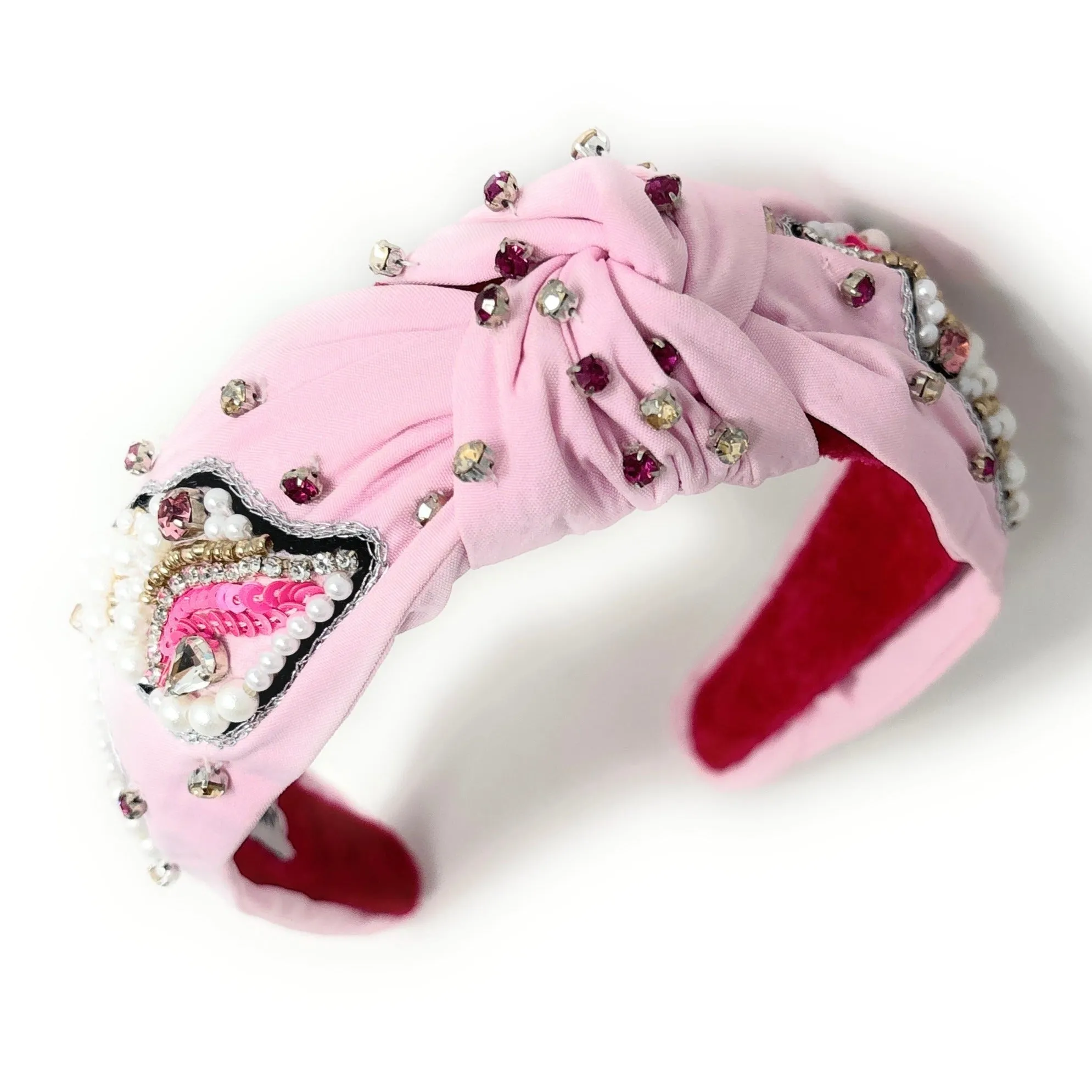 Pink Seashell Hand Beaded Knot Headband