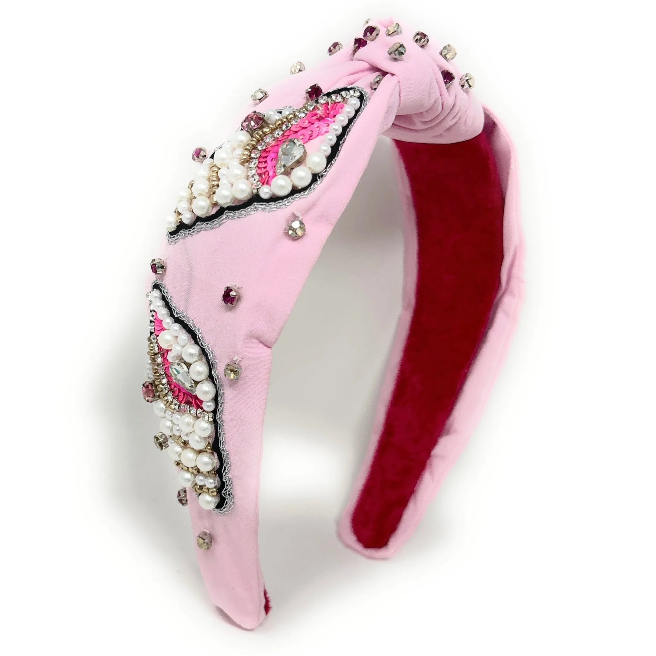 Pink Seashell Hand Beaded Knot Headband