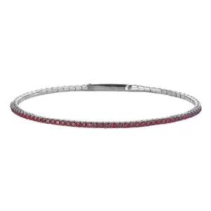 platinum finish sterling silver single row flexible bracelet with 1.75mm simulated garnet birthstones