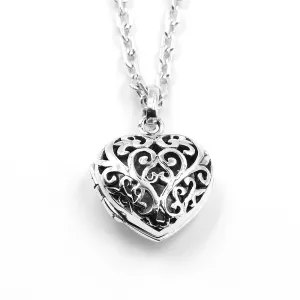 Puffed Heart Jali Silver Locket