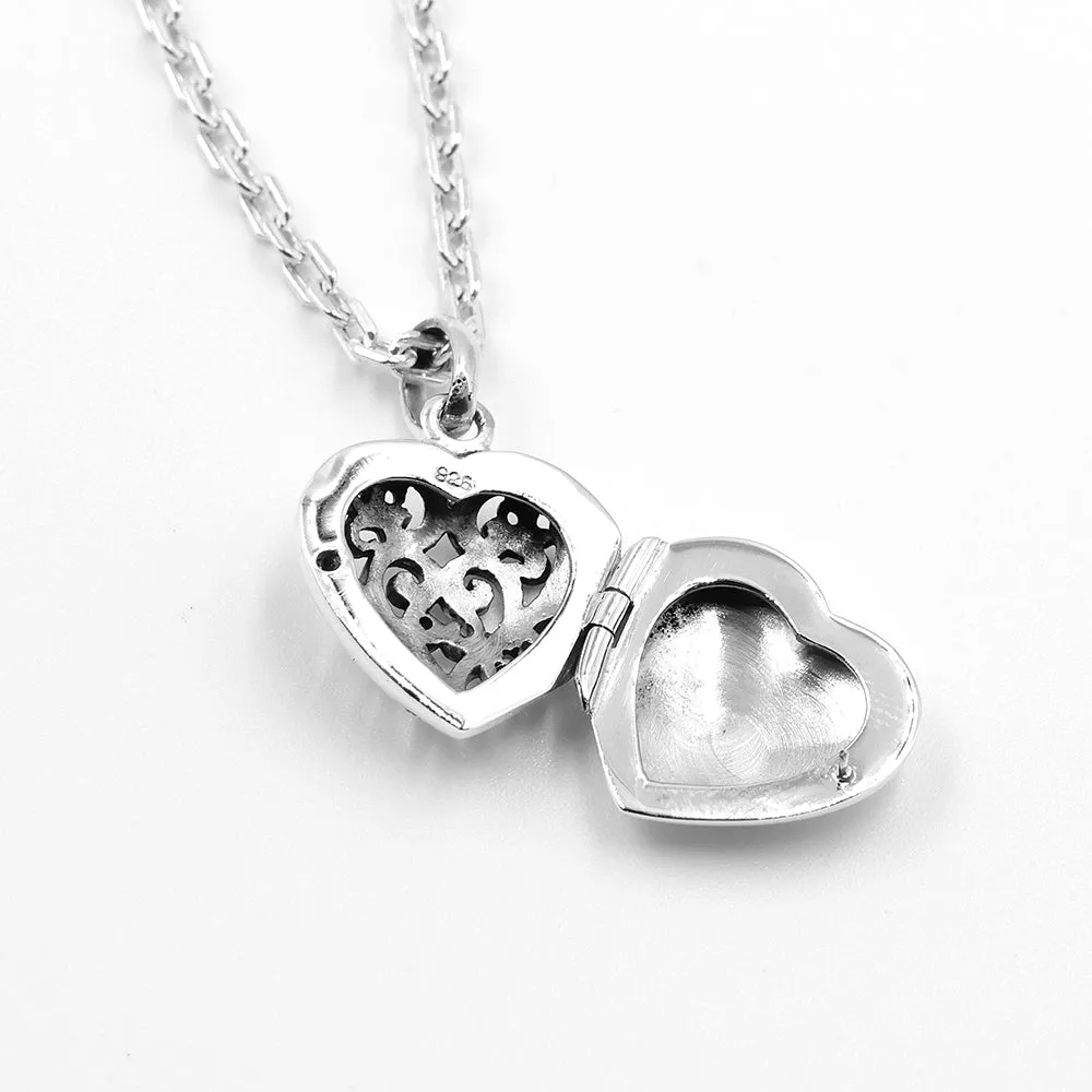 Puffed Heart Jali Silver Locket