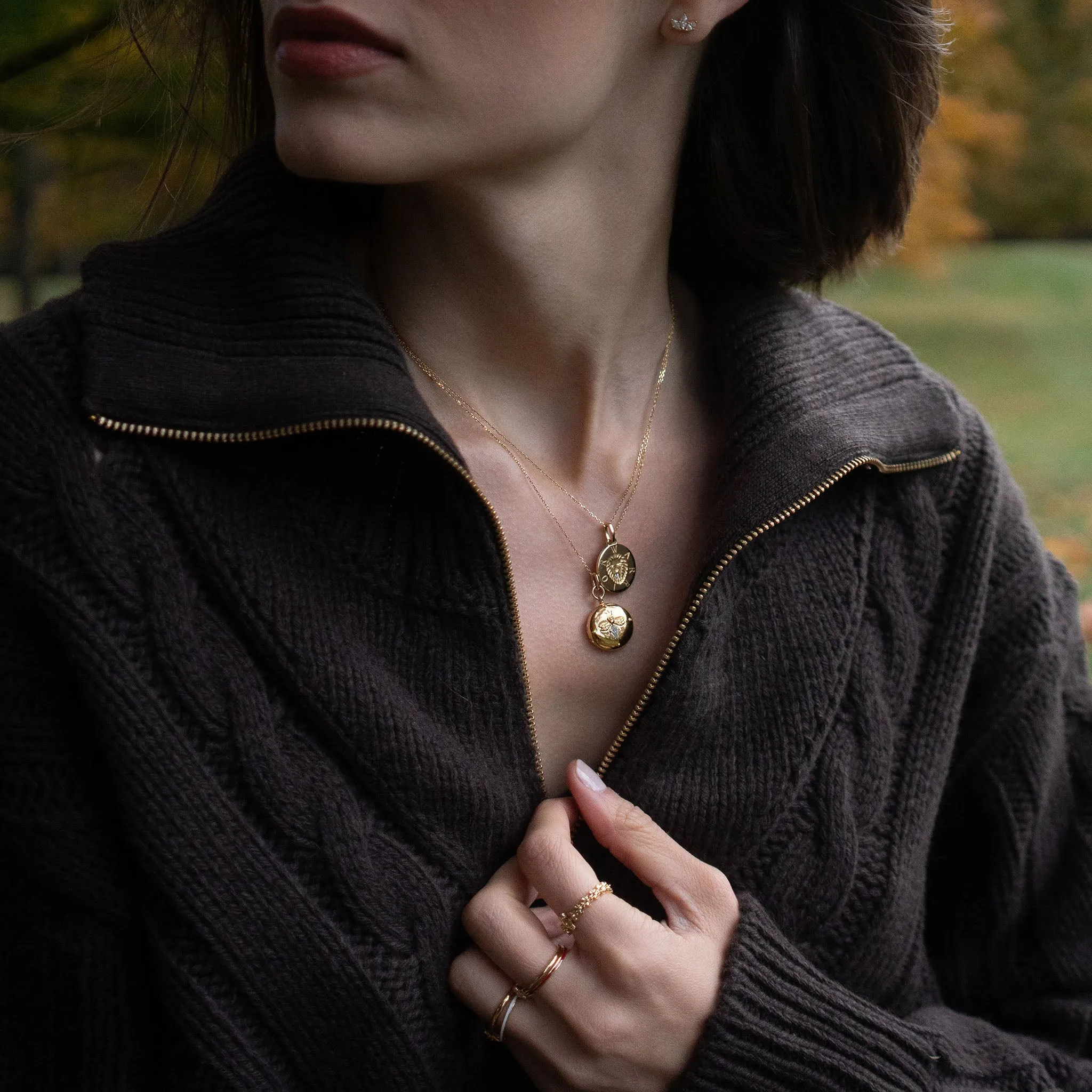 "Queen Bee" Gold Locket Necklace
