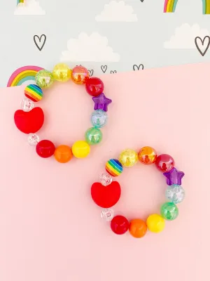 Rainbow Heart Charm Bracelet