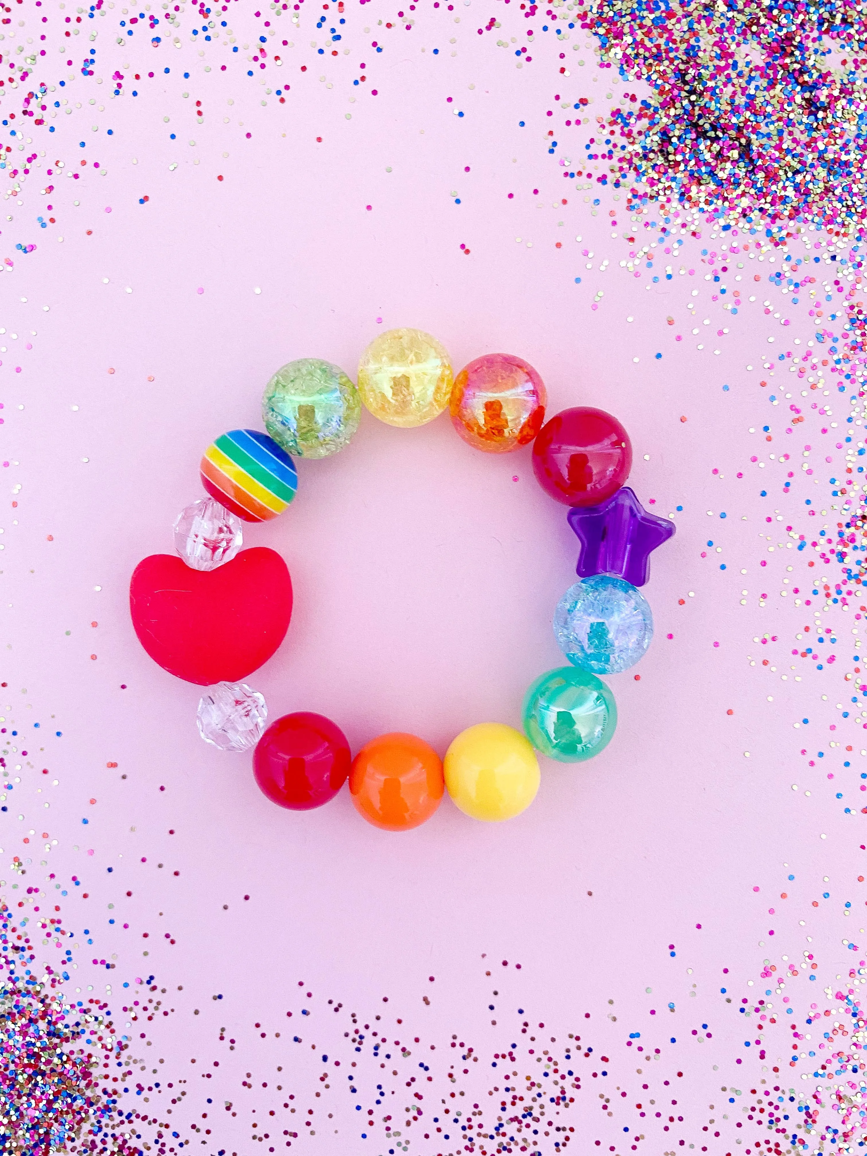 Rainbow Heart Charm Bracelet