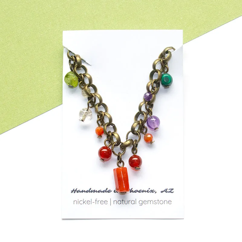 Rainbow Pebble Charm Bracelet