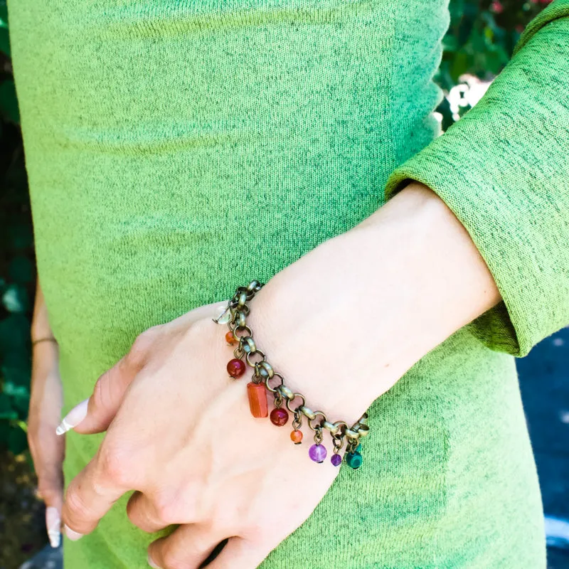 Rainbow Pebble Charm Bracelet