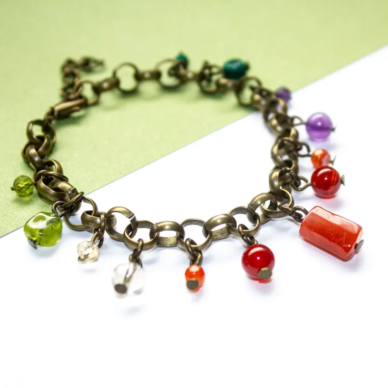 Rainbow Pebble Charm Bracelet