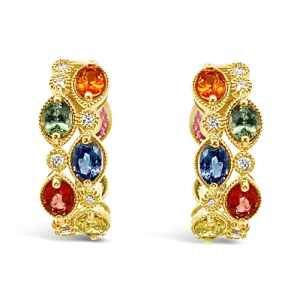 Rainbow Sapphire & Diamond Earrings