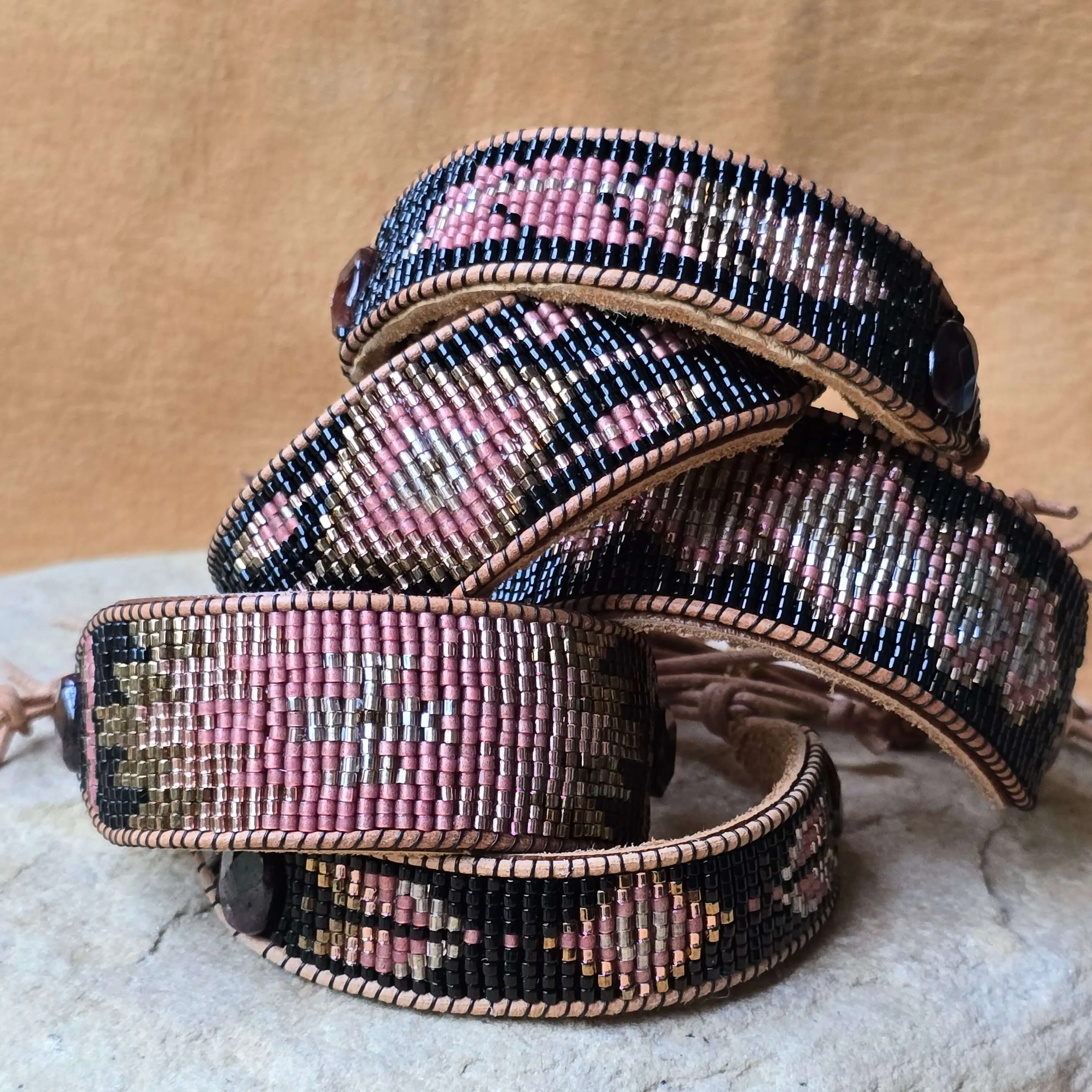 Rooted Radiance Tipi Garnet Small Beaded Cuff Bracelet