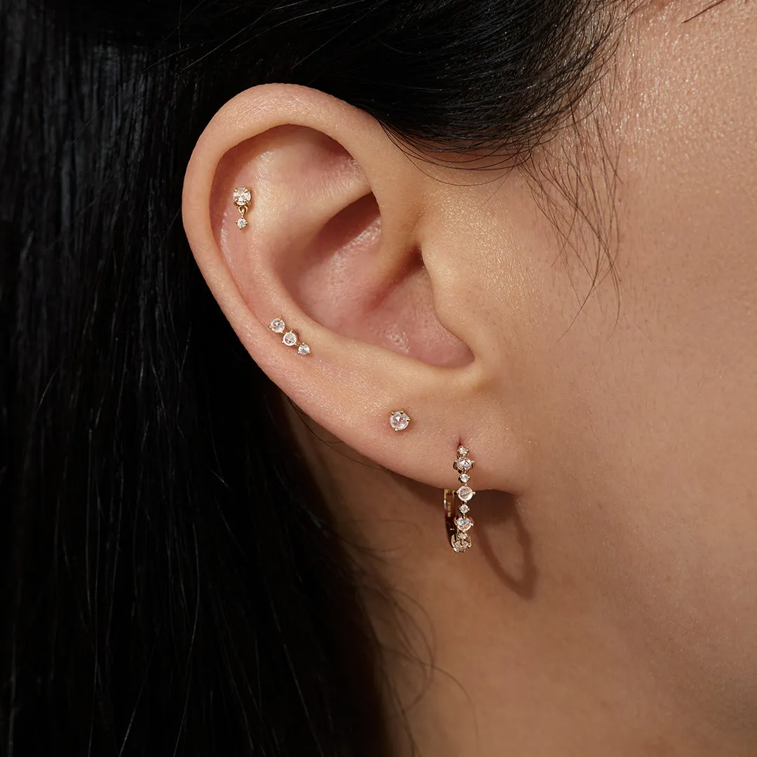 ROSALYN | Rose Cut White Sapphire Solitaire Stud Earring