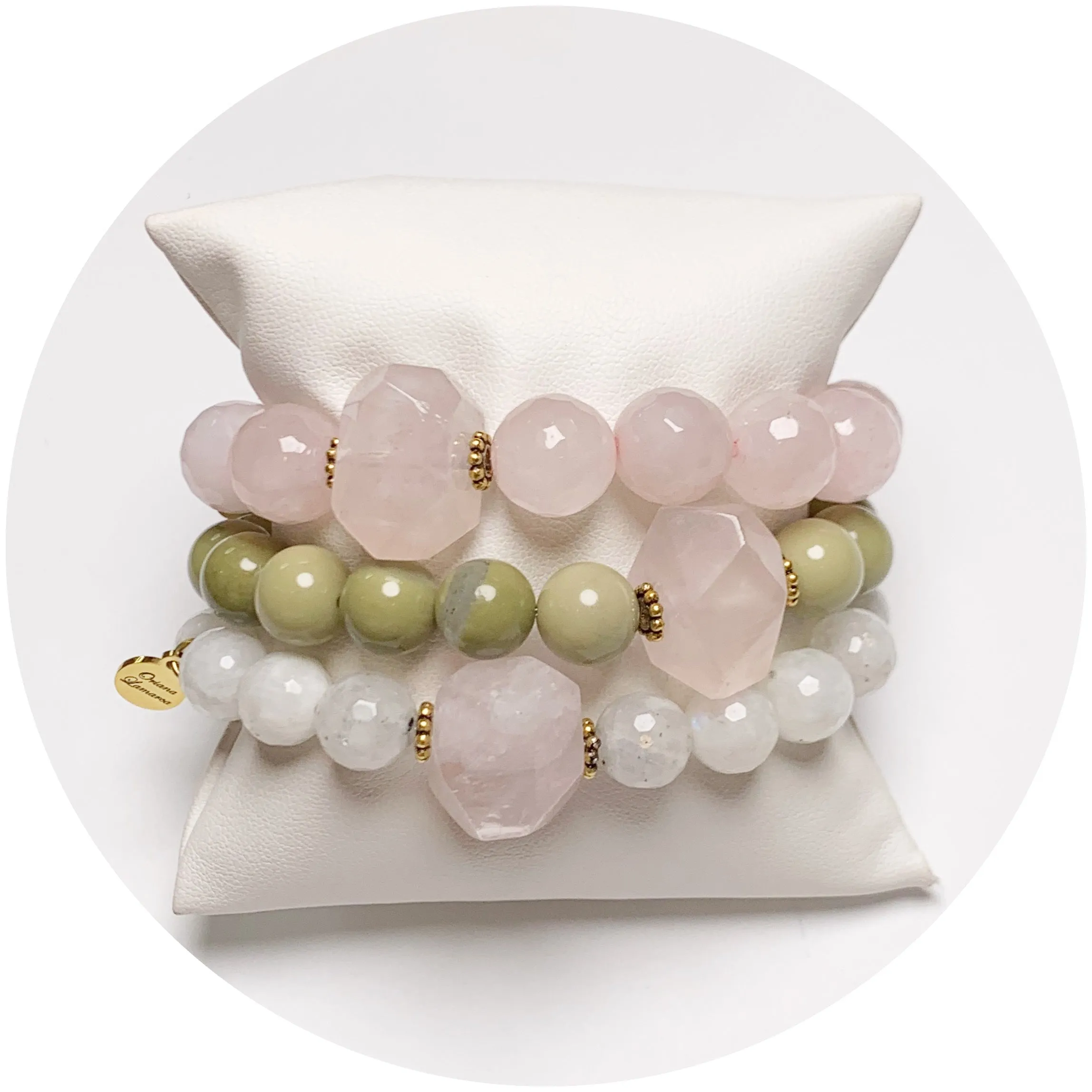 Rose Quartz & Pistachio Jade Rock Candy Armparty