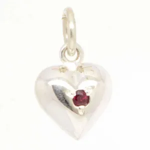 Silver Birthstone Heart Charm with Clip on Clasp