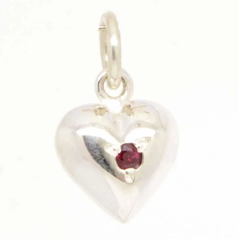 Silver Birthstone Heart Charm