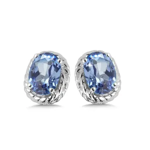 Silver Created Blue Sapphire Stud Earrings  LVE708-CBS