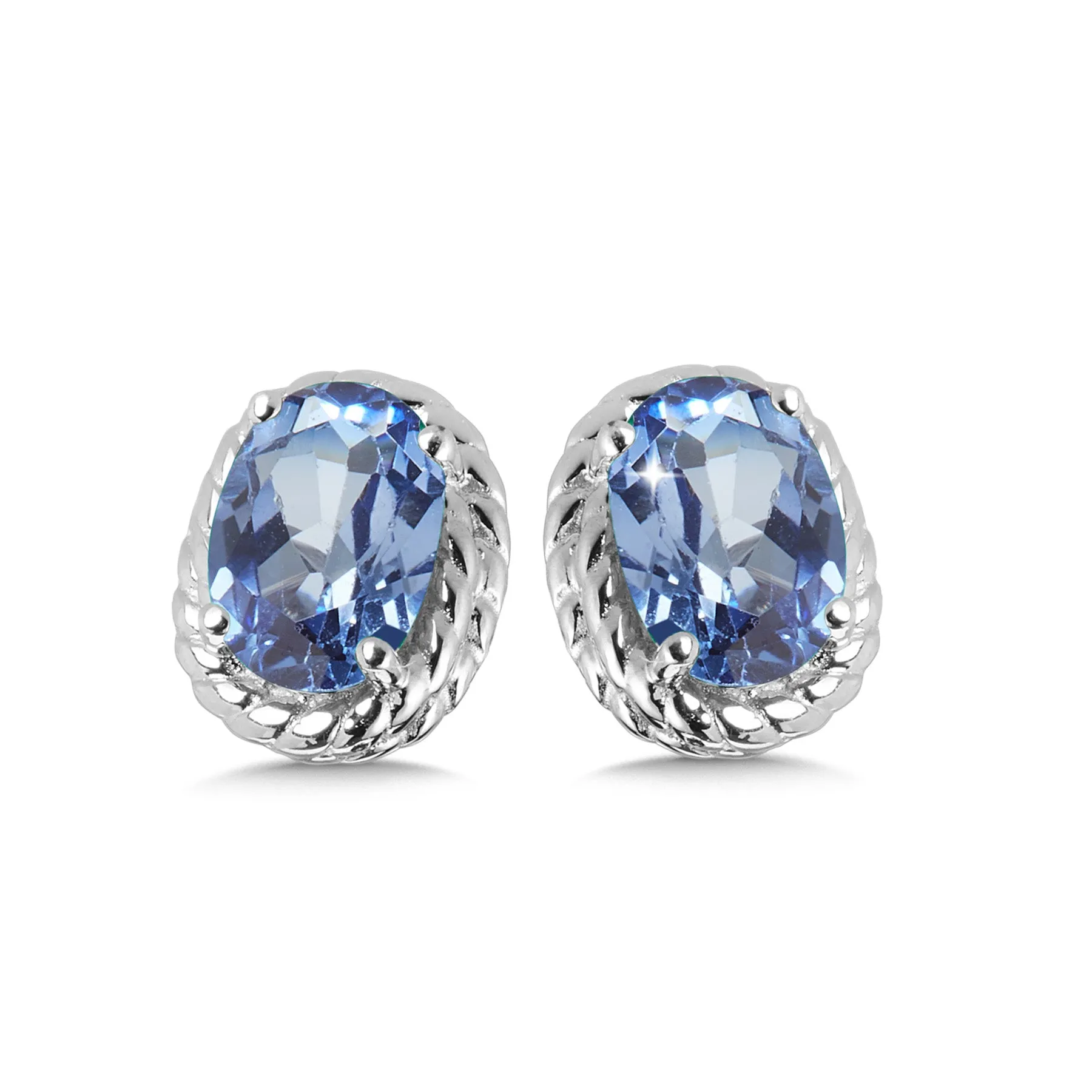 Silver Created Blue Sapphire Stud Earrings  LVE708-CBS