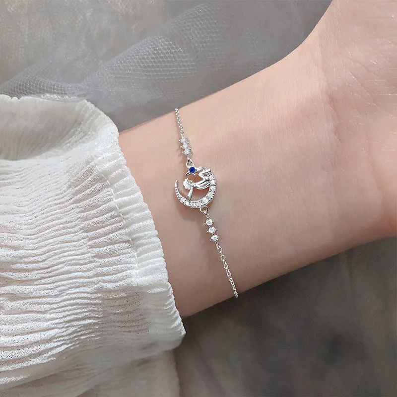 Simple And Sweet Diamond Moon & Little Prince Bracelet