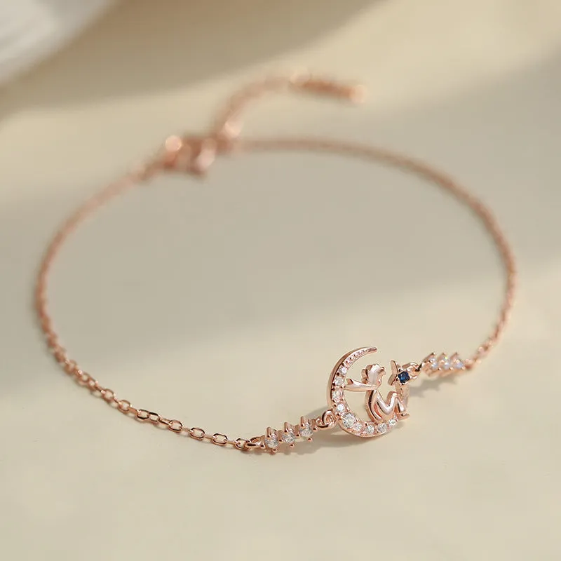 Simple And Sweet Diamond Moon & Little Prince Bracelet
