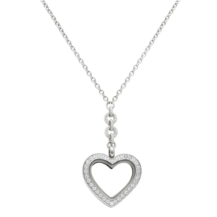 Small Heart White Topaz Locket With Chain