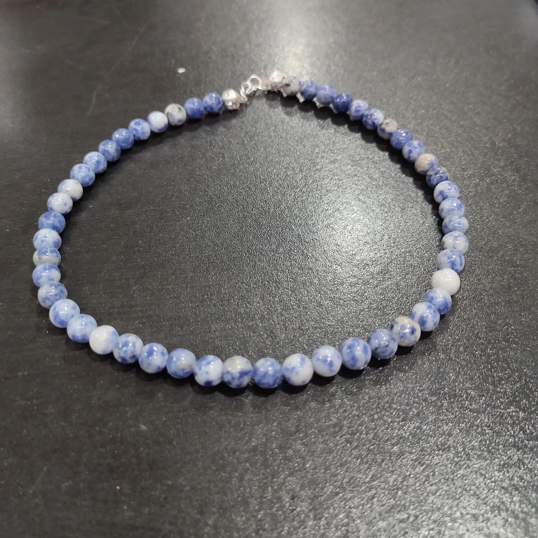 Sodalite Crystal Round Beads Necklace 16 Inches 8mm Beads Semi precious Gemstone Mala