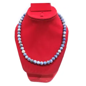 Sodalite Crystal Round Beads Necklace 16 Inches 8mm Beads Semi precious Gemstone Mala