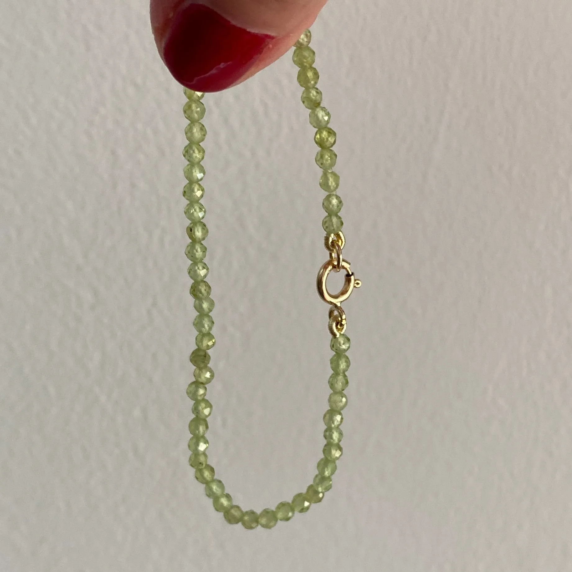 Solid 9 Carat Yellow Gold Peridot Bracelet