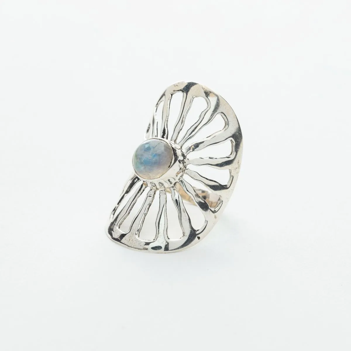 Statement Rainbow Moonstone Ring in Silver