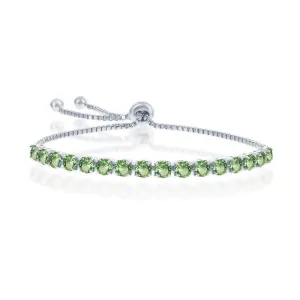 Sterling Silver 4mm Peridot "August" Swarovski Element Bracelet
