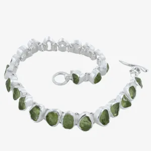 Sterling Silver and Peridot Rough Stone Bracelet