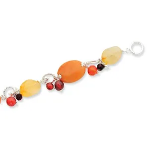Sterling Silver Lt Siam Crystal Carnelian Garnet Red Aventurine Bracelet
