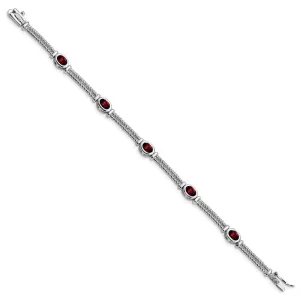 Sterling Silver Rhodium Plated Garnet Bracelet QX586GA