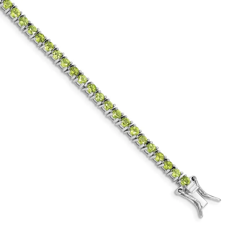 Sterling Silver Rhodium-plated Peridot Bracelet QX188PE