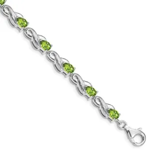 Sterling Silver Rhodium-plated Peridot Bracelet QX191PE