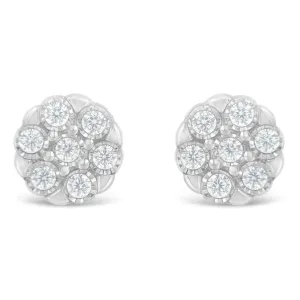Sterling Silver Rose-Cut Diamond Floral Cluster Stud Earring (0.25 cttw, I-J Color, I2-I3 Clarity)