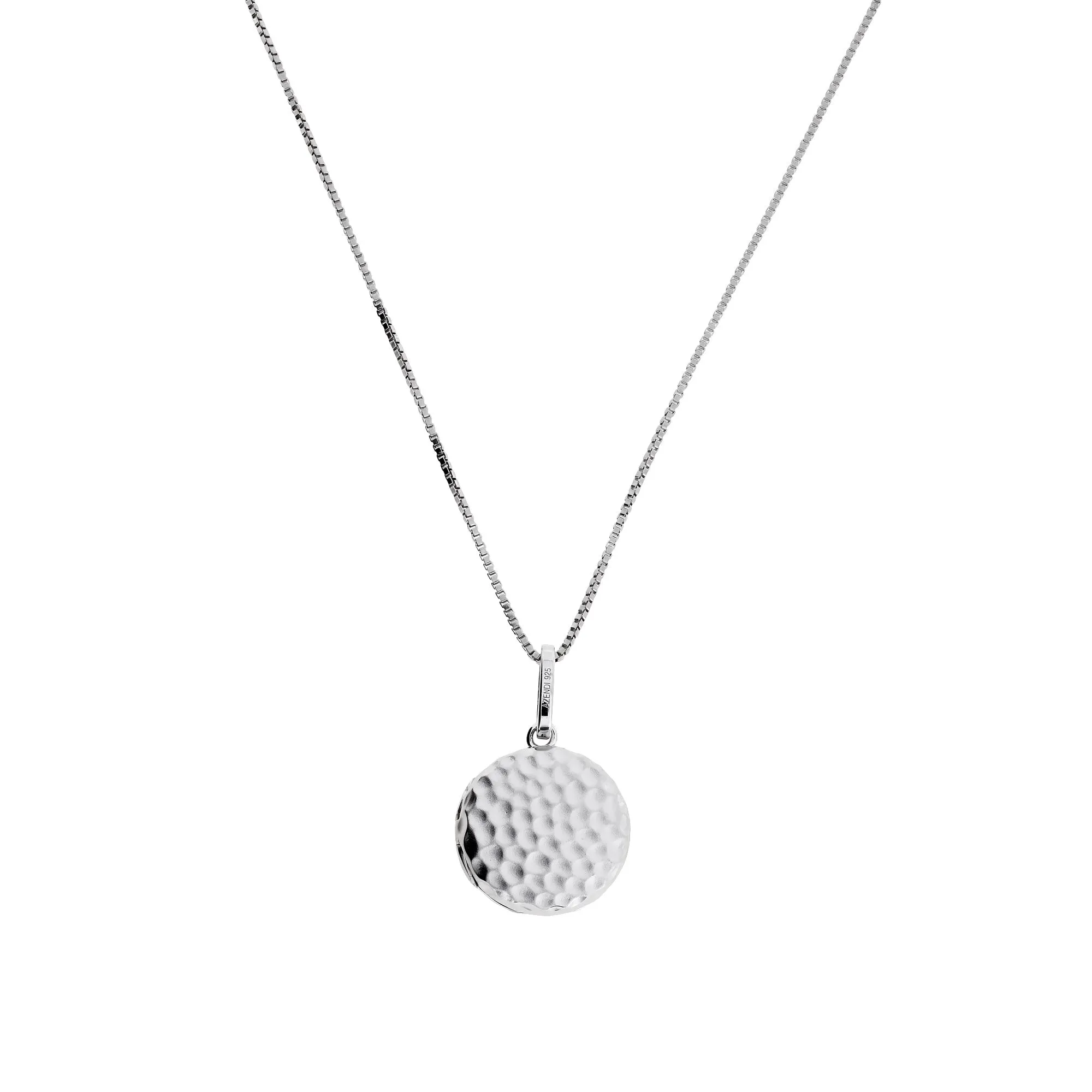 Sterling Silver Satin Hammered Elements Locket Pendant