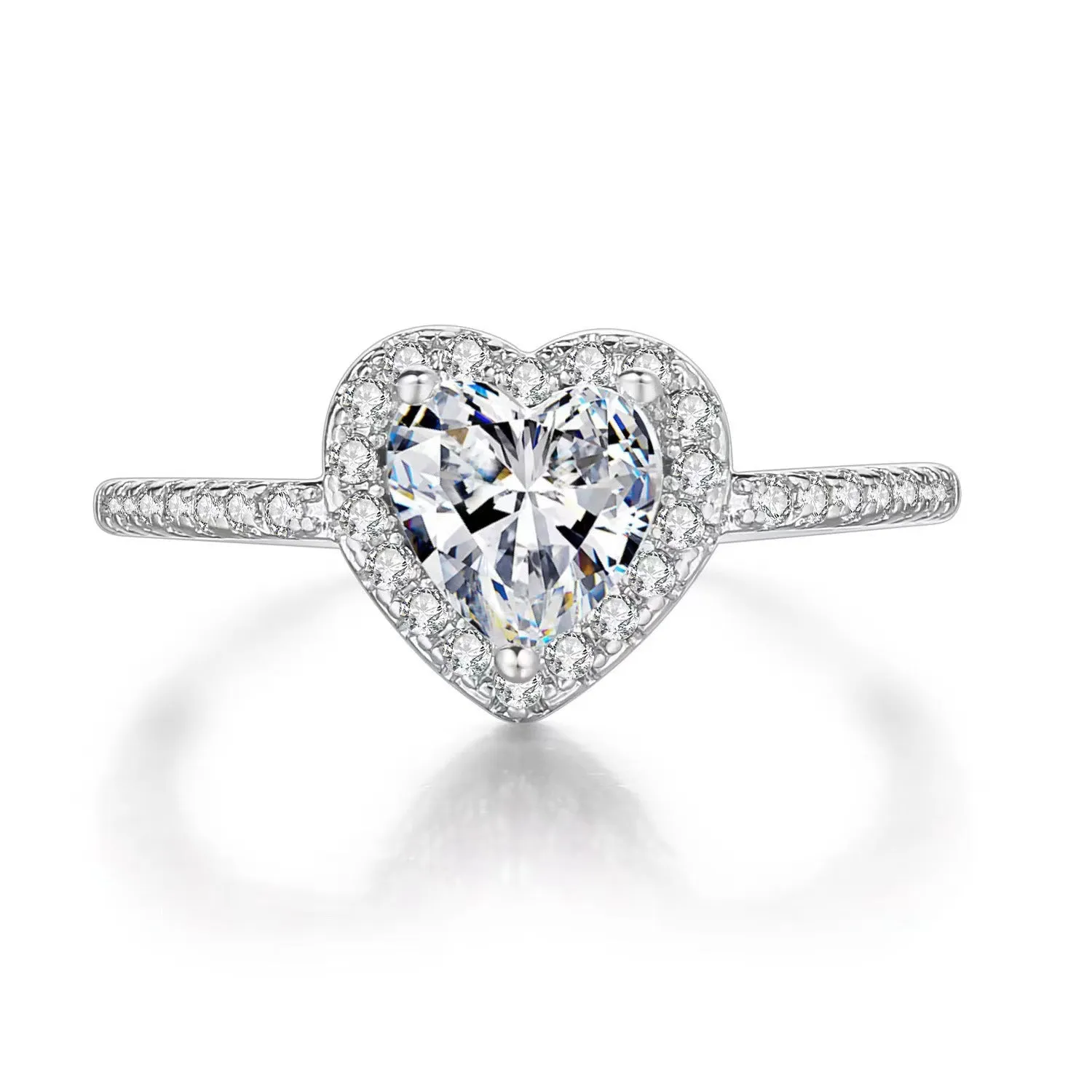 Style classic heart-shaped micro-paved zircon engagement ring women's light luxury diamond ring wedding ring