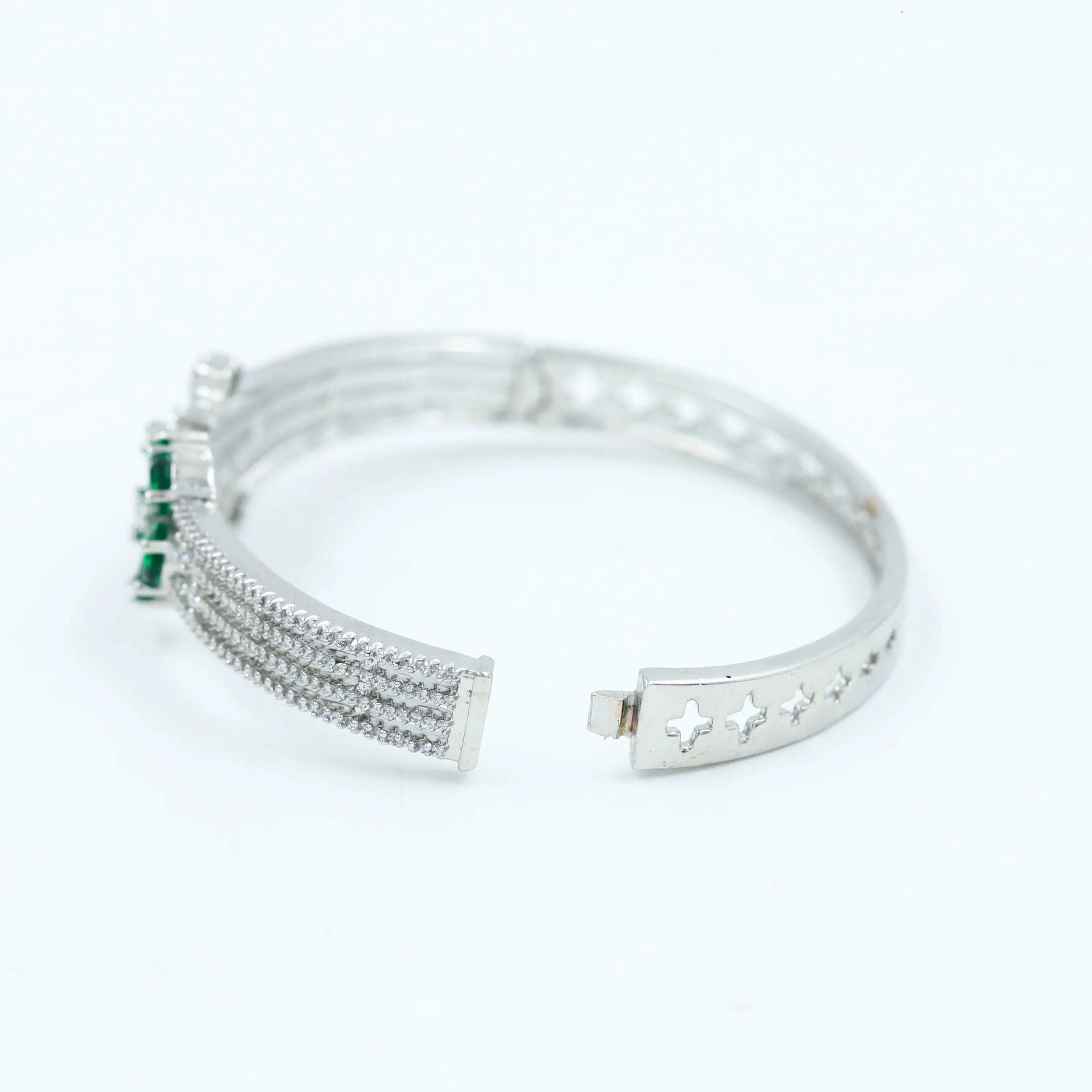 Stylish Zircon/AD Silver Plated Bracelet 13224-0075