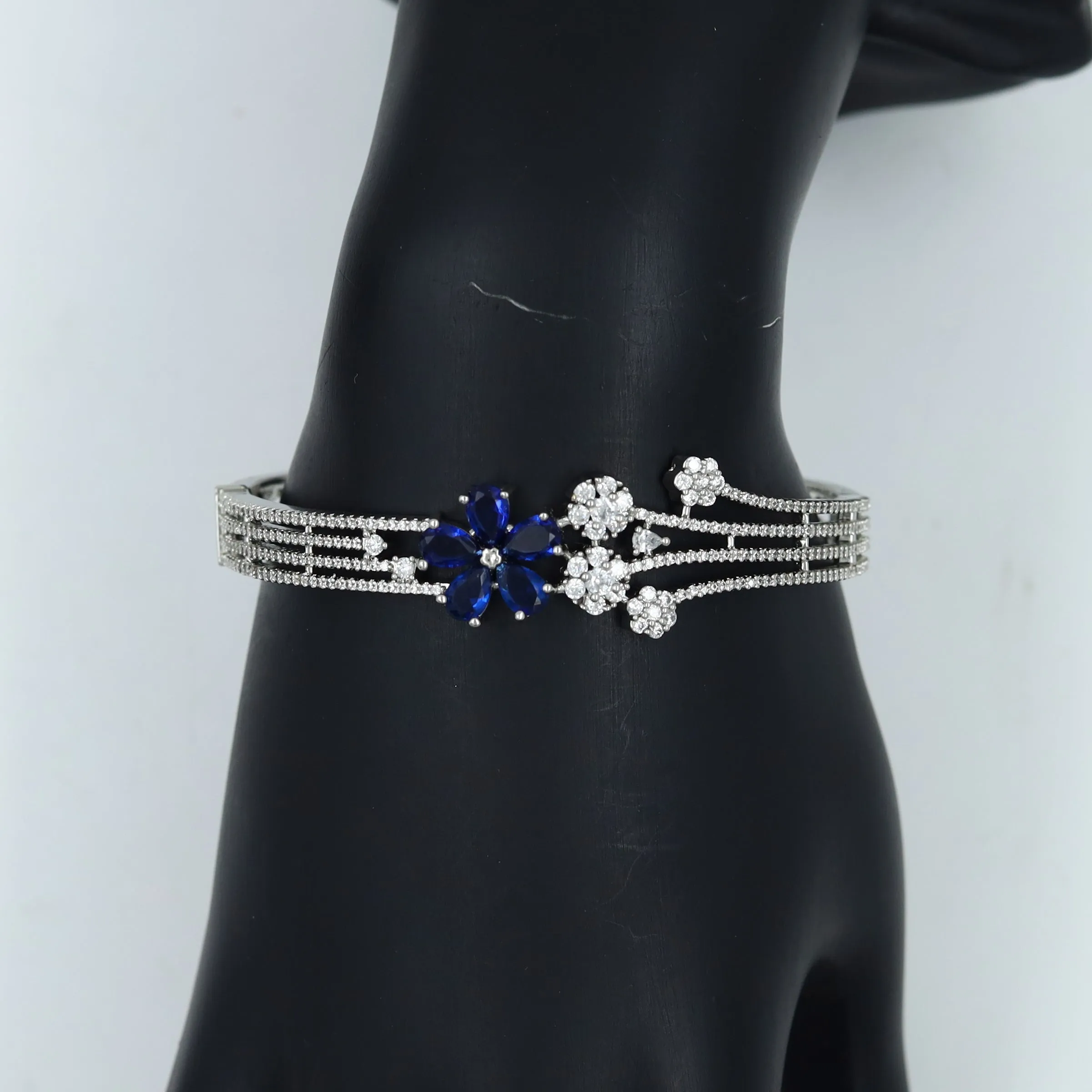 Stylish Zircon/AD Silver Plated Bracelet 13224-0075