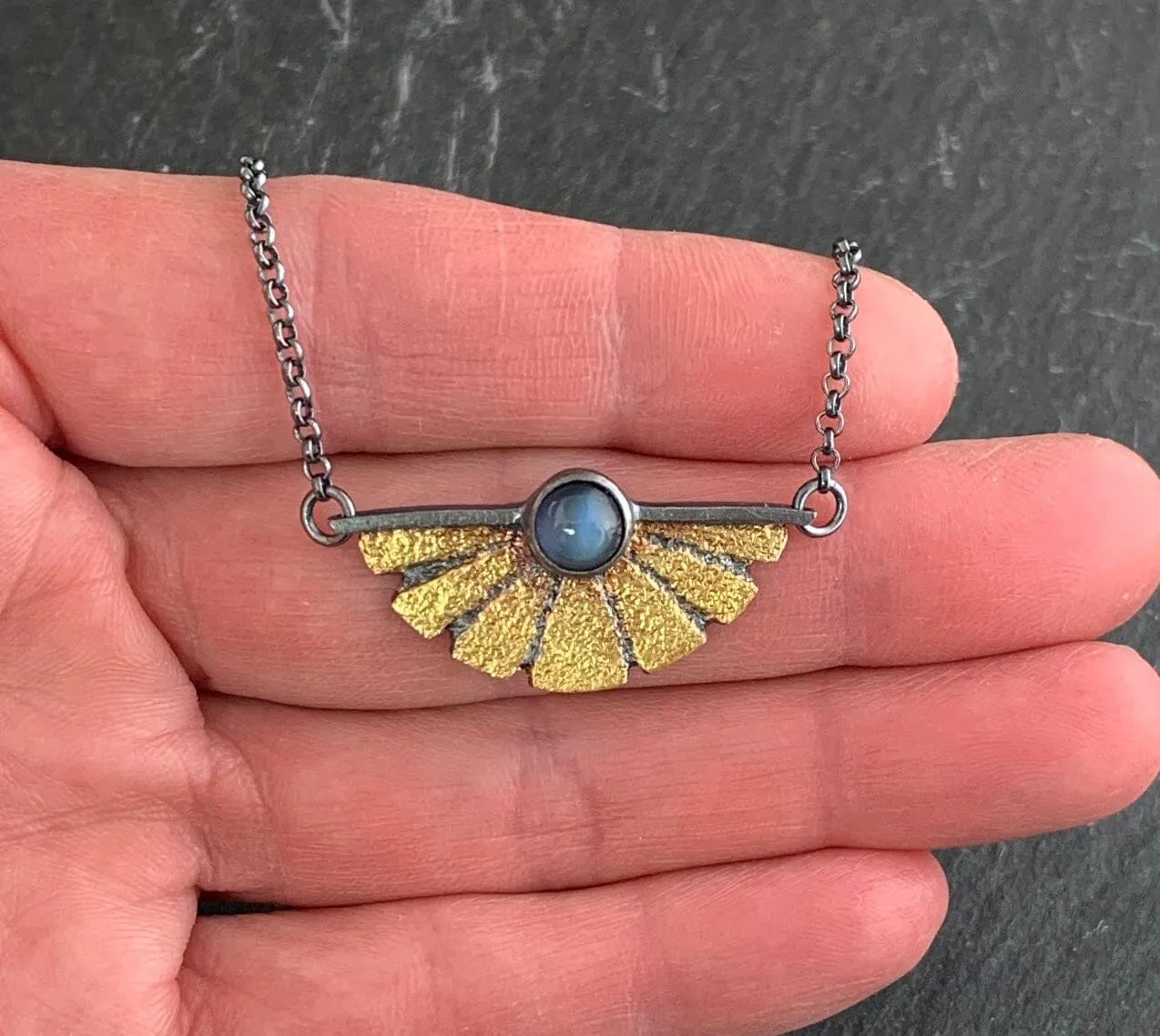 Sunburst Pendant with 6 mm Moonstone - Large