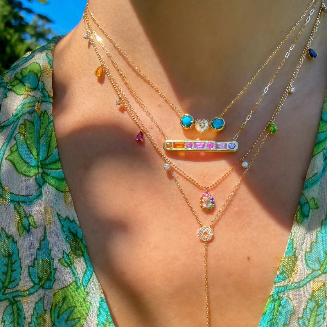 The Best Friend 18K Gemstone Bar Necklace