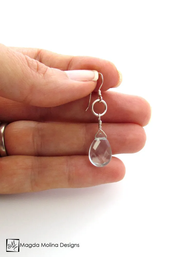 The Silver or Gold And Light Blue Quartz Pear Drop Earrings