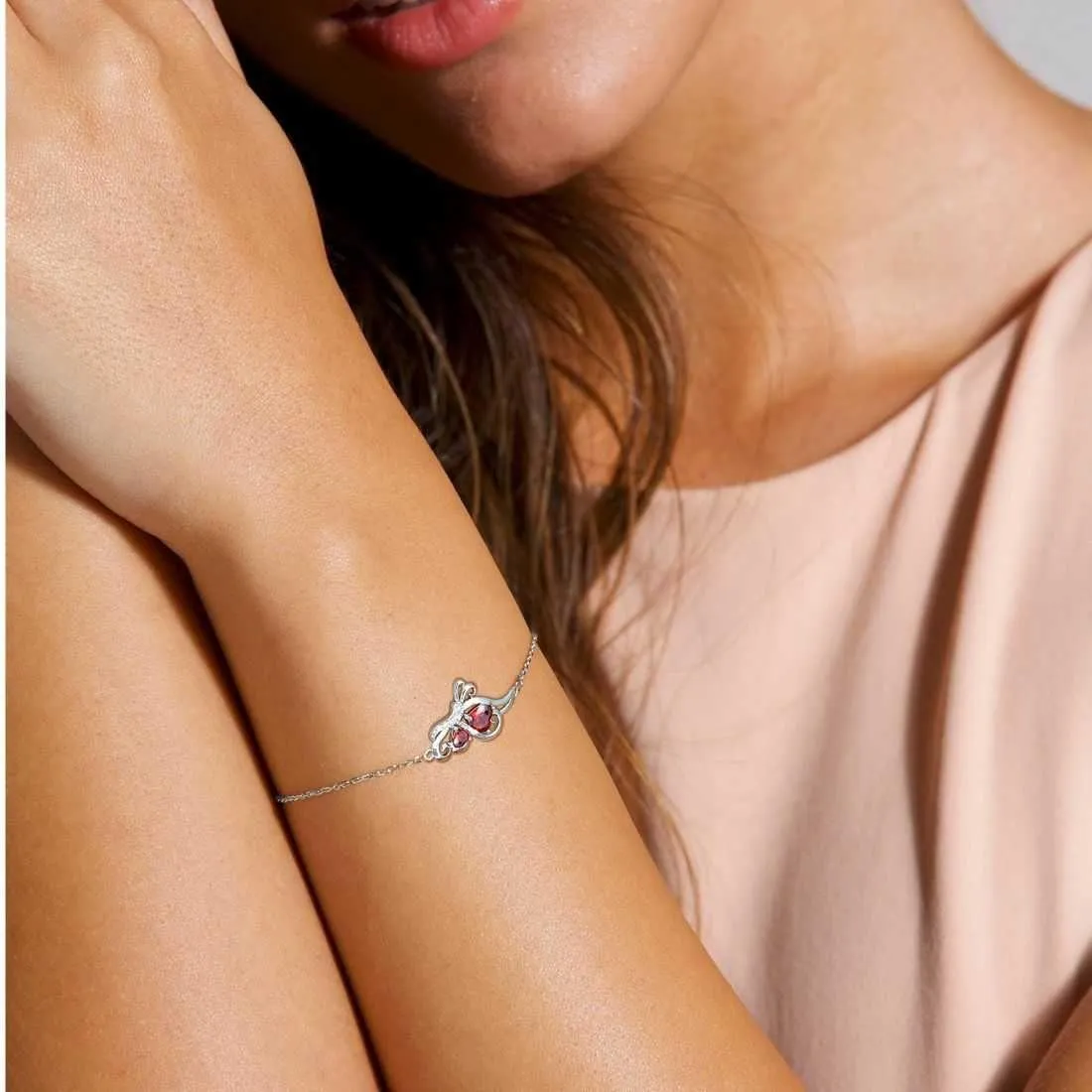 Tokyo Mart Butterfly Birthstone January Garnet Bracelet Women Girls Jewelry Birthday Gift 925 Sterling Silver