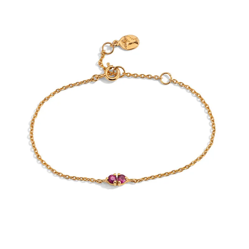 Twin Bracelet, Rhodolite Garnet, Gold