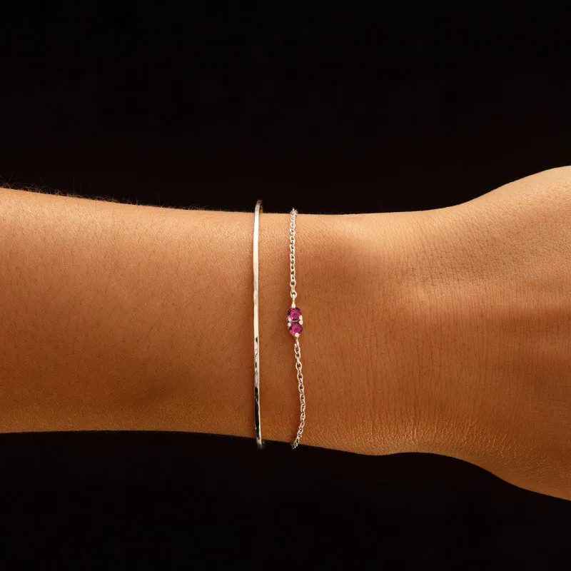 Twin Bracelet, Rhodolite Garnet, Silver