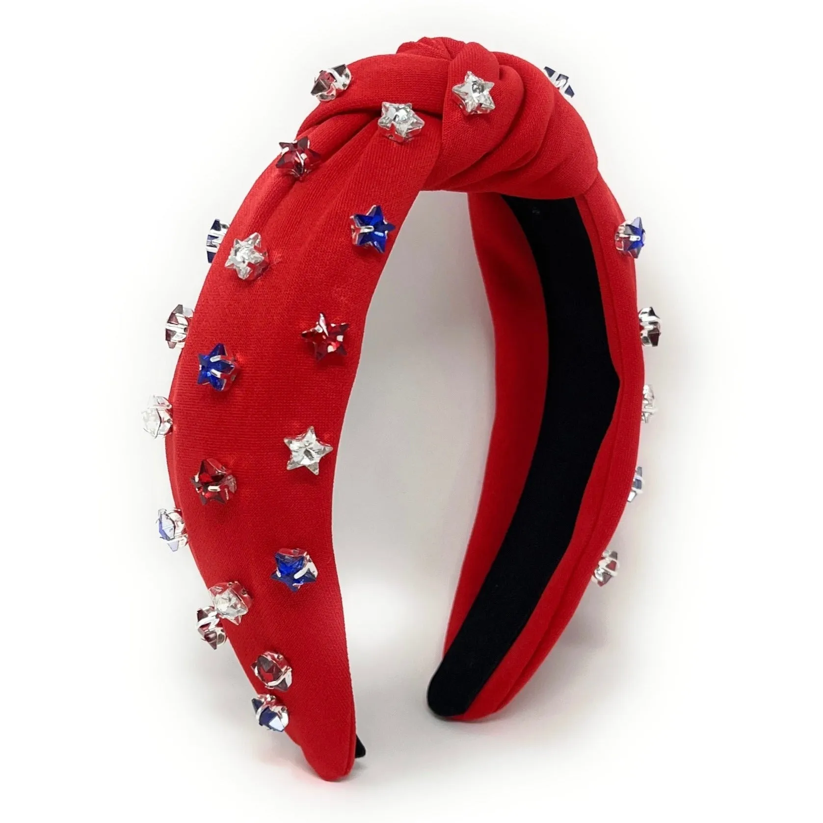 USA Star Studs Jeweled Knot Headband (Red)